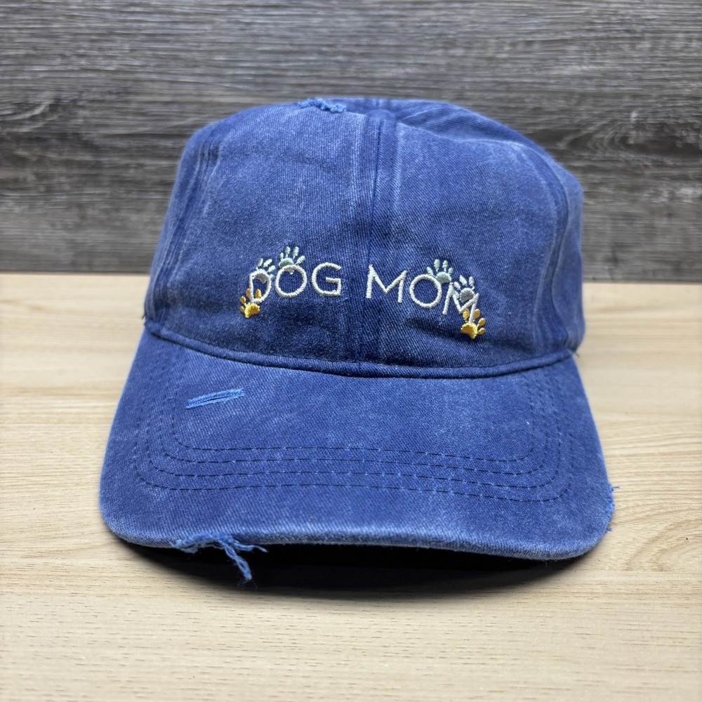 Dog Mom Hat Cap Strap Back Womens Blue Sonoma Denim Embroidered Paw Print